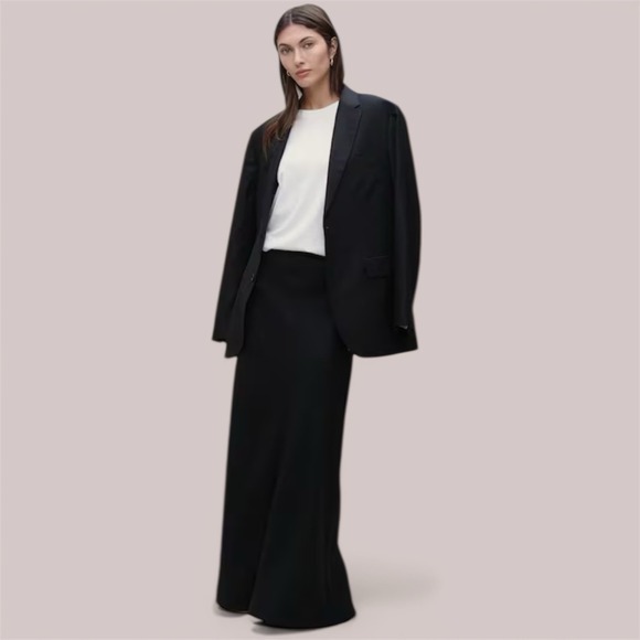 BR Banana Republic 100% Linen Black Maxi Skirt Size L Summer Evening Bohemian - Picture 14 of 14